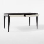 Scuro 2 Drawers Black Acacia Wood Desk - Image 4