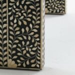 Bone Inlay Black Floral Side Table - Image 5