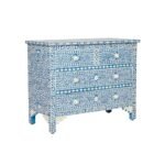 Bone Inlay Blue Floral Chest Of Drawers of 4 Drawers - Image 3