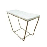 Bone Inlay White Geometric Side Table Desk - Image 4