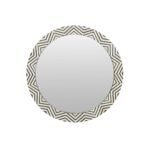 Bone Inlay Zig-zag Black Round Large wall mirror