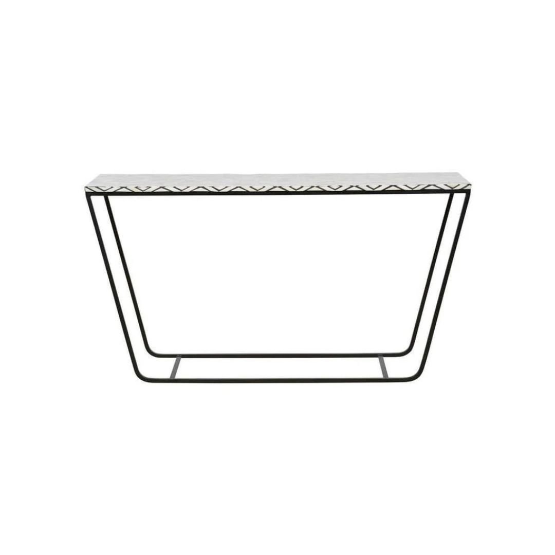 Untitled-design-2-310.jpg Bone Inlay Black Metal Base Zig Zig Hall Table - Image 1
