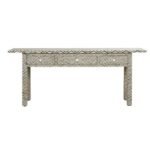 Bone Inlay Black Flat Top Zig Zig Hall Table