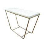 Bone Inlay White Geometric Side Table Desk - Image 2