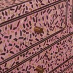 Bone Inlay Pink Lattice Metal Legs 4 Drawers Chest Of Drawers - Image 2