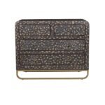 Bone Inlay Black Lattice Chest Of Drawers of 4 Drawers