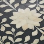 Bone Inlay Black Floral Side Table - Image 2