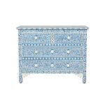 Bone Inlay Blue Floral Chest Of Drawers of 4 Drawers