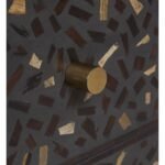 Bone Inlay Lattice Black Bedside Table With 2 Drawers With Curved Legs - Image 3