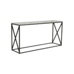 Bone Inlay Black X Base Floral Hall Table - Image 3