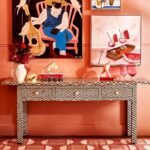 Bone Inlay Black Flat Top Zig Zig Hall Table - Image 2