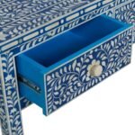 Bone Inlay Floral Hall Table of Blue Color - Image 2