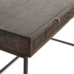 Kelby Carved Vintage Brown Writing Desk - Image 4