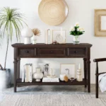 Walnut Console Table with 3 Drawers - Image 3