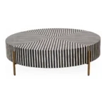 Bone Inlay Round Coffee Table Monochrome - Image 5