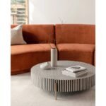 Bone Inlay Round Coffee Table Monochrome