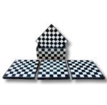 Black & White Checkerboard Bone Inlay Square Coasters – Hand-Polished Luxury Drinkware Set