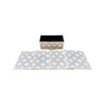White & Grey Square Handmade Bone Inlay Coasters – Luxury Geometric Pattern Drink Coasters (Set of 4) - Image 2