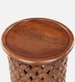 Sirohi Solid Wood Side Table in Walnut Finish – Handcrafted Sheesham Wood Accent Table - Image 3