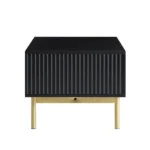 White Solid Wood Coffee Table With Drawer- Black Finish - Image 6