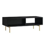 White Solid Wood Coffee Table With Drawer- Black Finish - Image 7