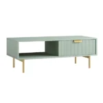 Solid Wood Coffee Table With Drawer- Green Finish - Image 2