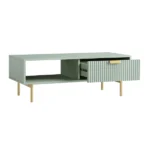 Solid Wood Coffee Table With Drawer- Green Finish - Image 4