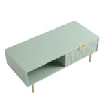 Solid Wood Coffee Table With Drawer- Green Finish - Image 5