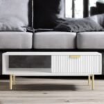 White Solid Wood Coffee Table With Drawer- Taupe Finish - Image 10