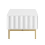 White Solid Wood Coffee Table With Drawer- Taupe Finish - Image 5