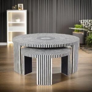 Bone Inlay Nesting Coffee Table Monochrome