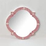 Handmade Pink Bone Inlay Mirror Frame - Elegant Floral Design