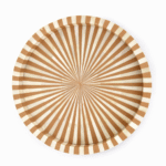 Handmade Round Bone Inlay Tray With a radial stripe pattern in a tan and white finish - Image 2