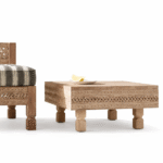 Hand‑Carved Mango Wood Coffee Table — Square with Geometric Lattice Carving - Image 3