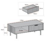 White Solid Wood Coffee Table With Drawer- Black Finish - Image 3