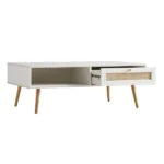 White Solid Wood Rattan Coffee Table - Image 2