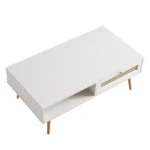 White Solid Wood Rattan Coffee Table - Image 3