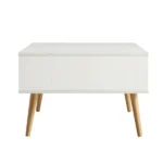 White Solid Wood Rattan Coffee Table - Image 5