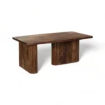 Mango Wood Coffee Table — Rectangular with Fluted Curved Panel Bases - Image 2