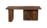 Mango Wood Coffee Table — Rectangular with Fluted Curved Panel Bases - Image 3