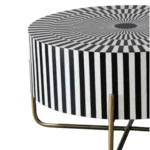Bone Inlay Round Black And White Coffee Table - Image 2