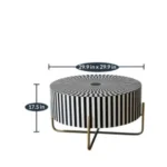Bone Inlay Round Black And White Coffee Table - Image 3