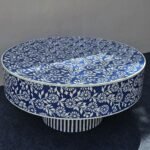 Indigo Floral Bone Inlay Round Coffee Table - Image 2