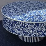 Indigo Floral Bone Inlay Round Coffee Table - Image 3