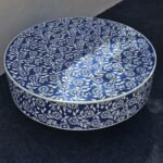 Indigo Floral Bone Inlay Round Coffee Table - Image 4