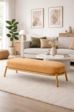 Modern Upholstered Bench with Metal Legs - Image 2